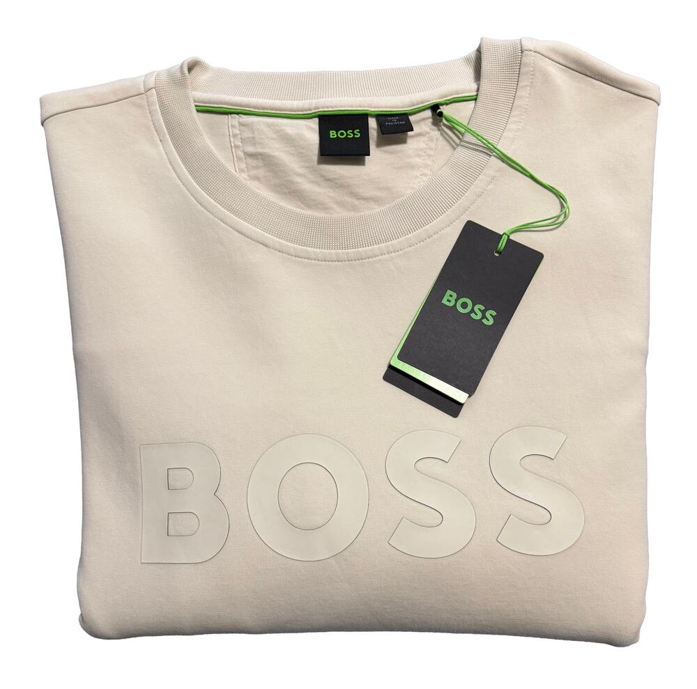 Boss Salbo Pullover Sweatshirt Men's 4XL Big & Tall Crew Neck Open White NWT